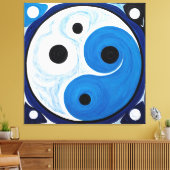 Abstract Yin Yang: Modernist Blauw & Wit Canvas Afdruk (Insitu (Woonkamer))