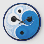 Abstract Yin Yang: Modernist Blauw & Wit Grote Klok (Voorkant)