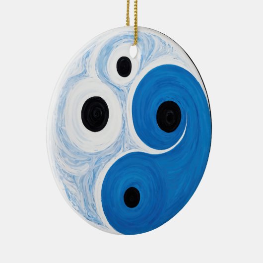 Abstract Yin Yang: Modernist Blauw & Wit Keramisch Ornament (Rechts)