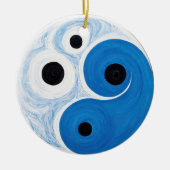Abstract Yin Yang: Modernist Blauw & Wit Keramisch Ornament (Voorkant)