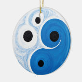 Abstract Yin Yang: Modernist Blauw & Wit Keramisch Ornament (Links)