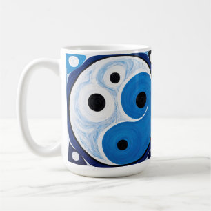Abstract Yin Yang: Modernist Blauw & Wit Koffiemok
