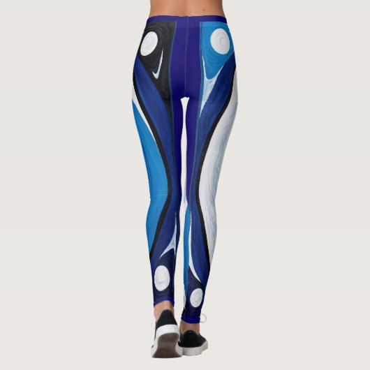 Abstract Yin Yang: Modernist Blauw & Wit Leggings (Achterkant)