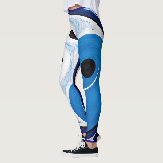 Abstract Yin Yang: Modernist Blauw & Wit Leggings (Links)