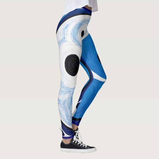 Abstract Yin Yang: Modernist Blauw & Wit Leggings (Rechts)