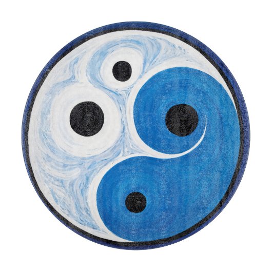 Abstract Yin Yang: Modernist Blauw & Wit Snijplank (Voorkant)