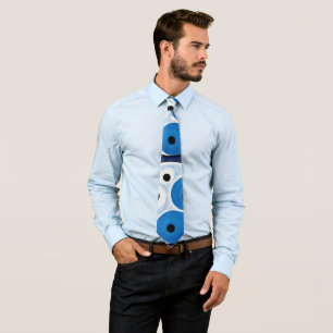 Abstract Yin Yang: Modernist Blauw & Wit Stropdas