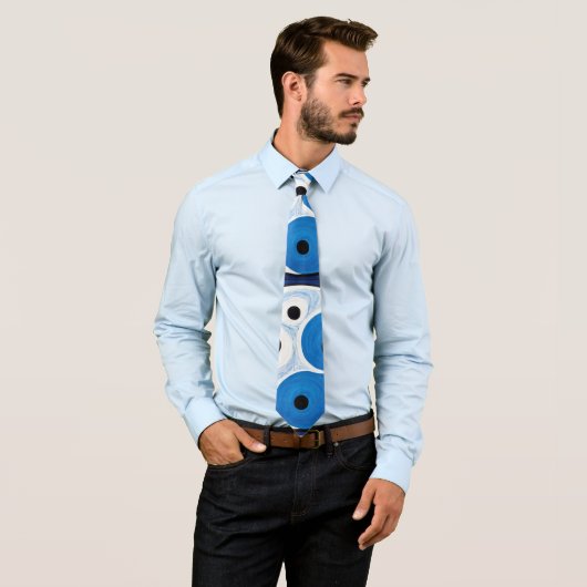 Abstract Yin Yang: Modernist Blauw & Wit Stropdas (In situ)
