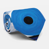 Abstract Yin Yang: Modernist Blauw & Wit Stropdas (Opgerold)