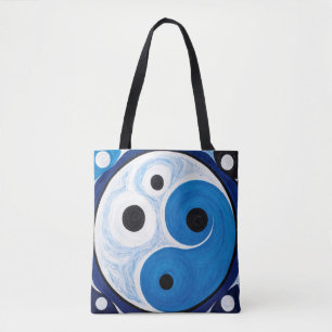 Abstract Yin Yang: Modernist Blauw & Wit Tote Bag