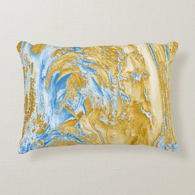 Abstract zacht blauw: gouden aanrakingen. accent kussen (Voorkant)