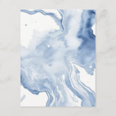 Abstract zacht blauw kuststrand bruiloft detail informatiekaartje (Achterkant)