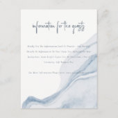 Abstract zacht blauw kuststrand bruiloft detail informatiekaartje (Voorkant)