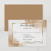 Abstract Zacht Bruin Goud RSVP Kaartje (Voorkant / Achterkant)