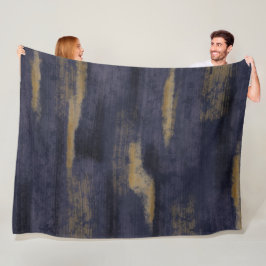 Abstract Zacht Hues Deep Blue & Gold Fleece Deken