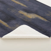Abstract Zacht Hues Deep Blue & Gold Sherpa Deken (3/4)