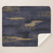 Abstract Zacht Hues Deep Blue & Gold Sherpa Deken (Voorkant (horizontaal))