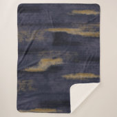 Abstract Zacht Hues Deep Blue & Gold Sherpa Deken (Voorkant)
