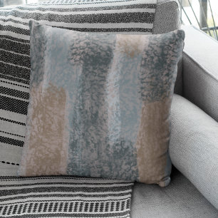 Abstract Zacht Hues Grey Beige Steel Blue & Brown Kussen