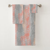 Abstract Zacht Koraal Peach Grey Bad Handdoek (Insitu)