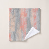 Abstract Zacht Koraal Peach Grey Bad Handdoek (Wasdoekje)
