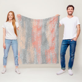 Abstract Zacht Koraal Peach Grey Fleece Deken