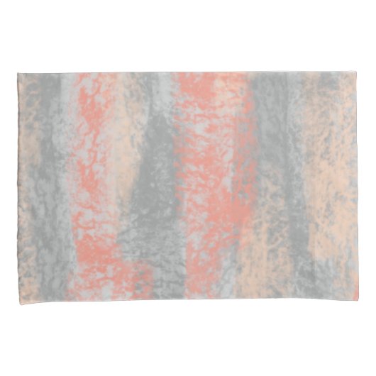 Abstract Zacht Koraal Peach Grey Kussensloop (Voorkant-Rechts)