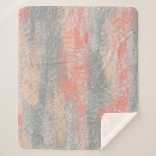 Abstract Zacht Koraal Peach Grey Sherpa Deken (Voorkant)