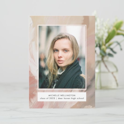 Abstract zacht pastel foto Afstuderen Aankondiging (Staand voorkant)