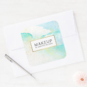 Abstract zachte turquoise blauwe waterverf namaak  vierkante sticker (Envelop)