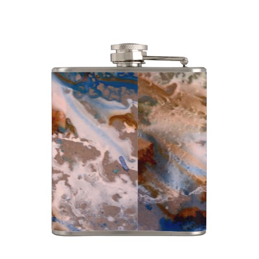 Abstract zandstrandpatroon waterschuimpatroon heupfles (Achterkant)