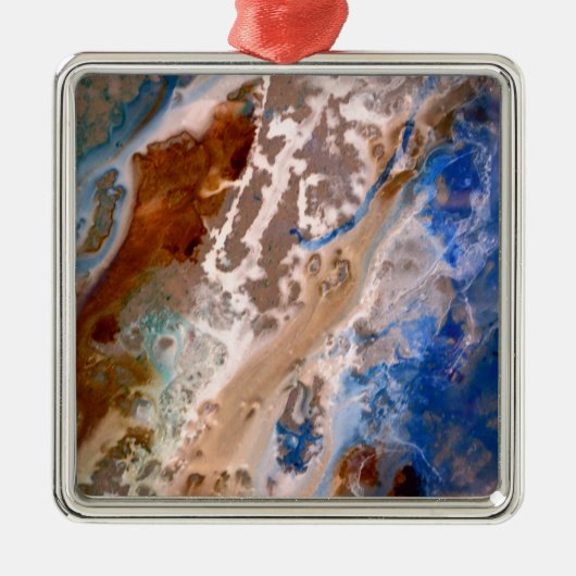 Abstract zandstrandpatroon waterschuimpatroon metalen ornament (Voorkant)