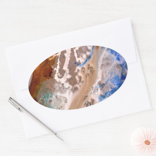 Abstract zandstrandpatroon waterschuimpatroon ovale sticker (Envelop)