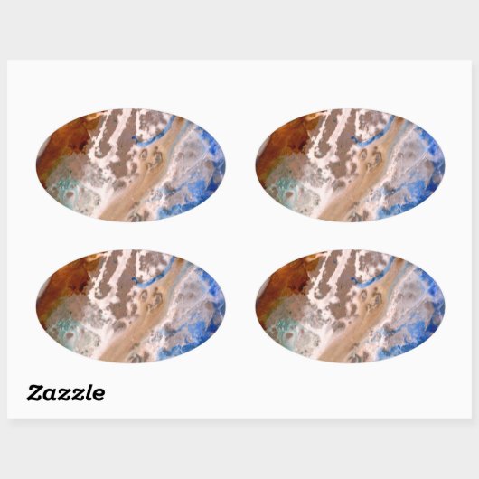 Abstract zandstrandpatroon waterschuimpatroon ovale sticker (Vel)