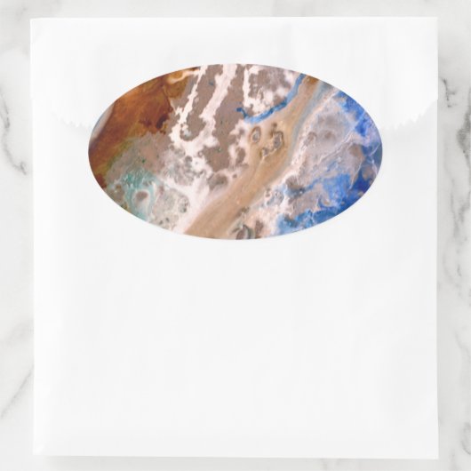 Abstract zandstrandpatroon waterschuimpatroon ovale sticker (Tas)