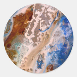 Abstract zandstrandpatroon waterschuimpatroon ronde sticker