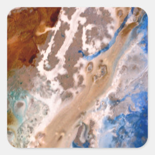 Abstract zandstrandpatroon waterschuimpatroon vierkante sticker