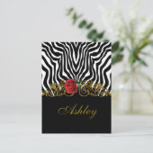Abstract Zebra - Rood zwart - wit goud Briefkaart (Staand voorkant)