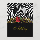 Abstract Zebra - Rood zwart - wit goud Briefkaart (Voorkant)