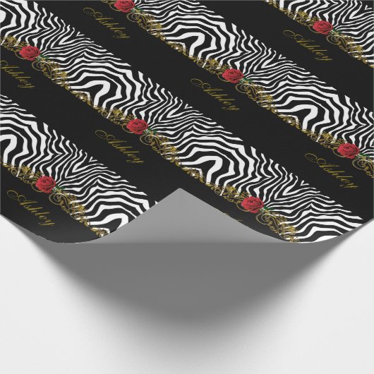 Abstract Zebra - Rood zwart - wit goud Cadeaupapier (Hoek)