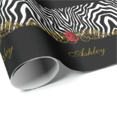 Abstract Zebra - Rood zwart - wit goud Cadeaupapier (Rol Hoek)