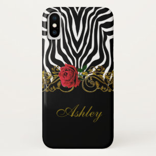 Abstract Zebra - Rood zwart - wit goud Case-Mate iPhone Case