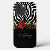 Abstract Zebra - Rood zwart - wit goud Case-Mate iPhone Case (Achterkant)