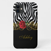 Abstract Zebra - Rood zwart - wit goud Case-Mate iPhone Case (Achterkant)