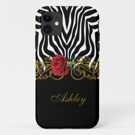 Abstract Zebra - Rood zwart - wit goud Case-Mate iPhone Case (Achterkant)
