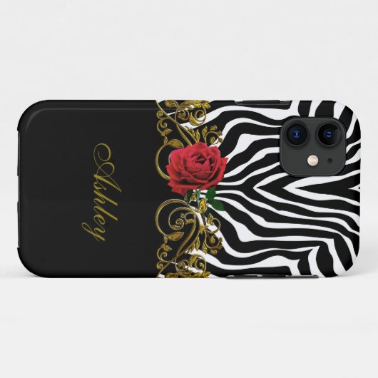 Abstract Zebra - Rood zwart - wit goud Case-Mate iPhone Case (Achterkant (horizontaal))