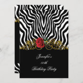 Abstract Zebra - Rood zwart - wit goud Kaart (Voorkant / Achterkant)