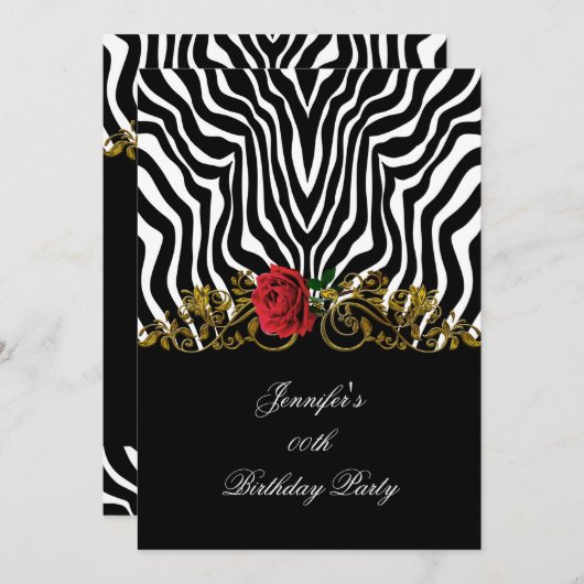 Abstract Zebra - Rood zwart - wit goud Kaart (Voorkant / Achterkant)