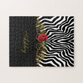 Abstract Zebra - Rood zwart - wit goud Legpuzzel (Horizontaal)