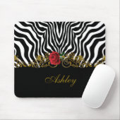 Abstract Zebra - Rood zwart - wit goud Muismat (Met muis)